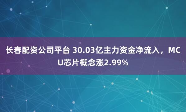 长春配资公司平台 30.03亿主力资金净流入，MCU芯片概念涨2.99%